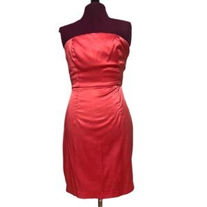 Coral satin tube mini dress xxi S/P